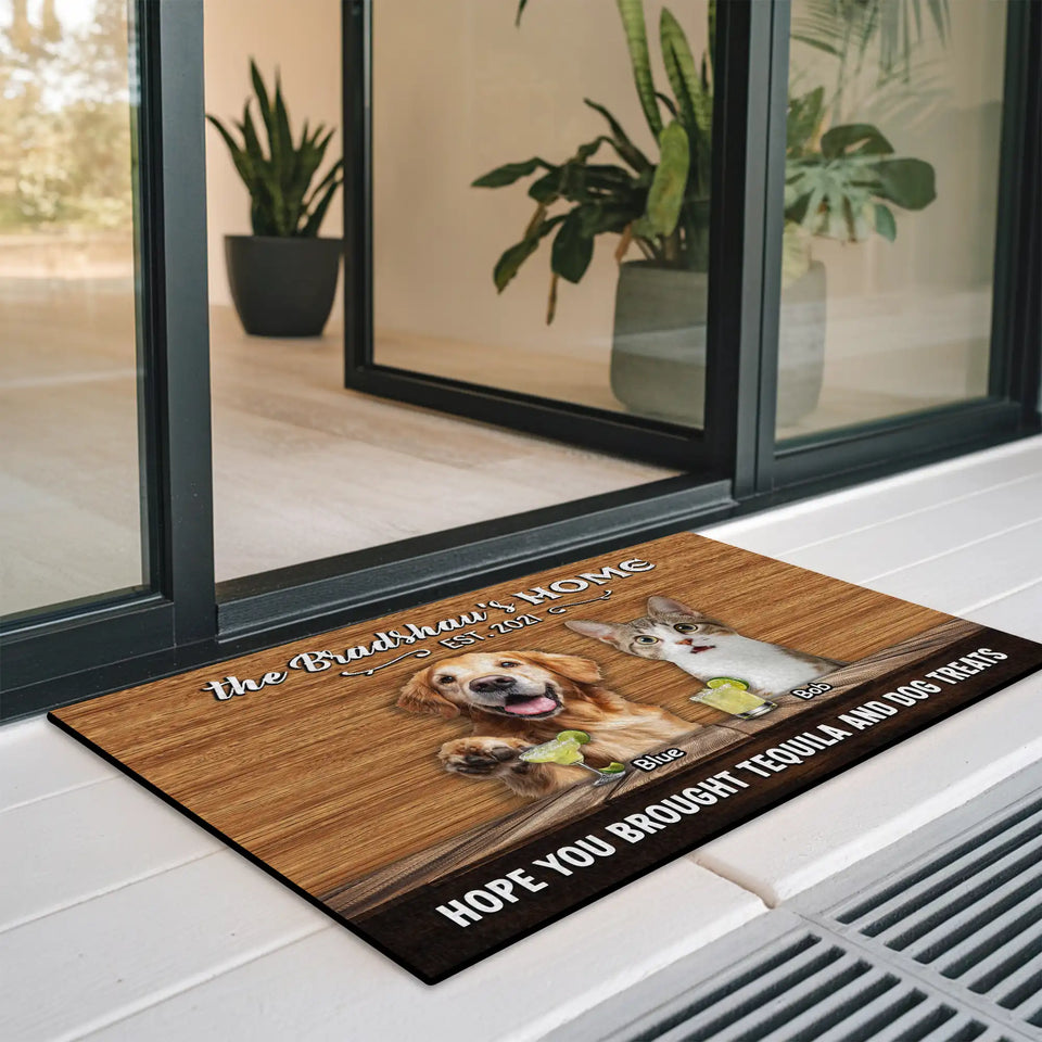 Personalized Pet Pub Doormat – Custom Family & Pet Photo Mat