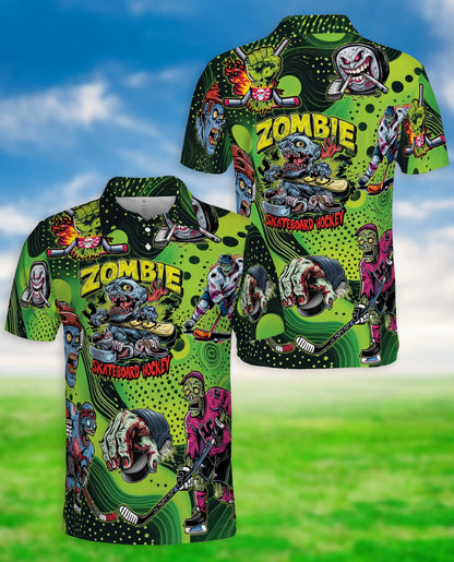 Zombie Skateboard Hockey Polo Shirt – Horror Sports Graphic | Azhobbyshop