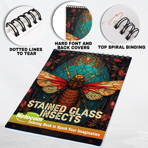 Stained Glass Insects Spiral Bound Coloring Book, Delve into 30 Intricate Coloring Pages, Unveiling the Transcendent Beauty and Delicacy of Stained Glass Insects