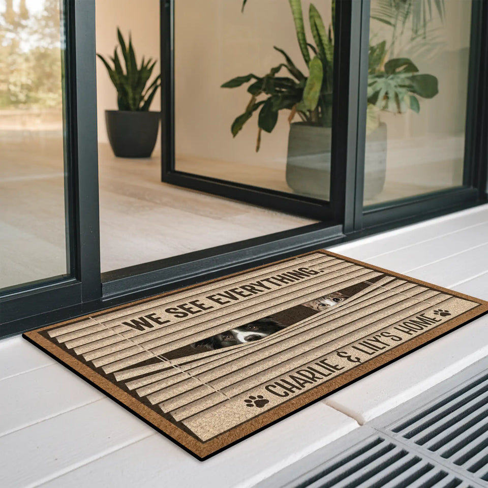 Personalized Dog & Cat Window Blinds Doormat – Custom Pet Photo Welcome Mat