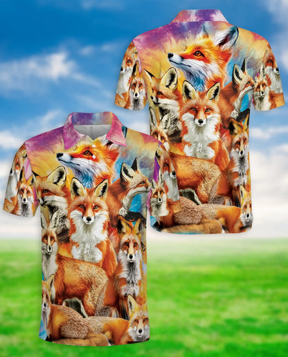 Fox Wildlife 3D Polo Shirt for Men – Colorful Forest Animal Print | Azhobbyshop