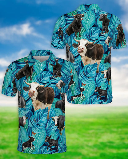 Hereford Cow Polo Shirt- Funny Farm Animal Hawaiian Style | Azhobbyshop