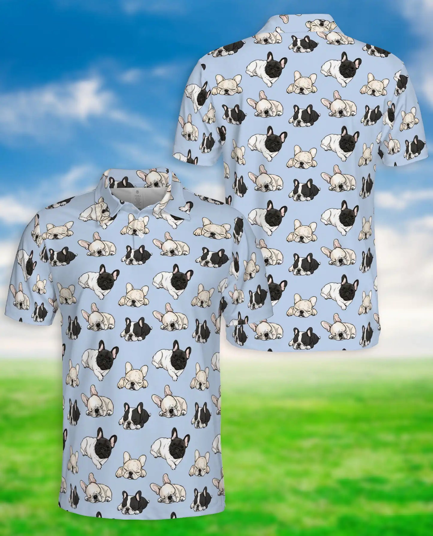 Lazy French Bulldog Pattern Polo Shirt | Azhobbyshop