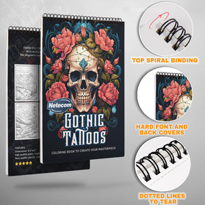 Gothic Tattoos Spiral Bound Coloring Book, Intricate Gothic Tattoo Designs for an Edgy Artistic Journey, Great for Fans of Dark and Alternative Styles