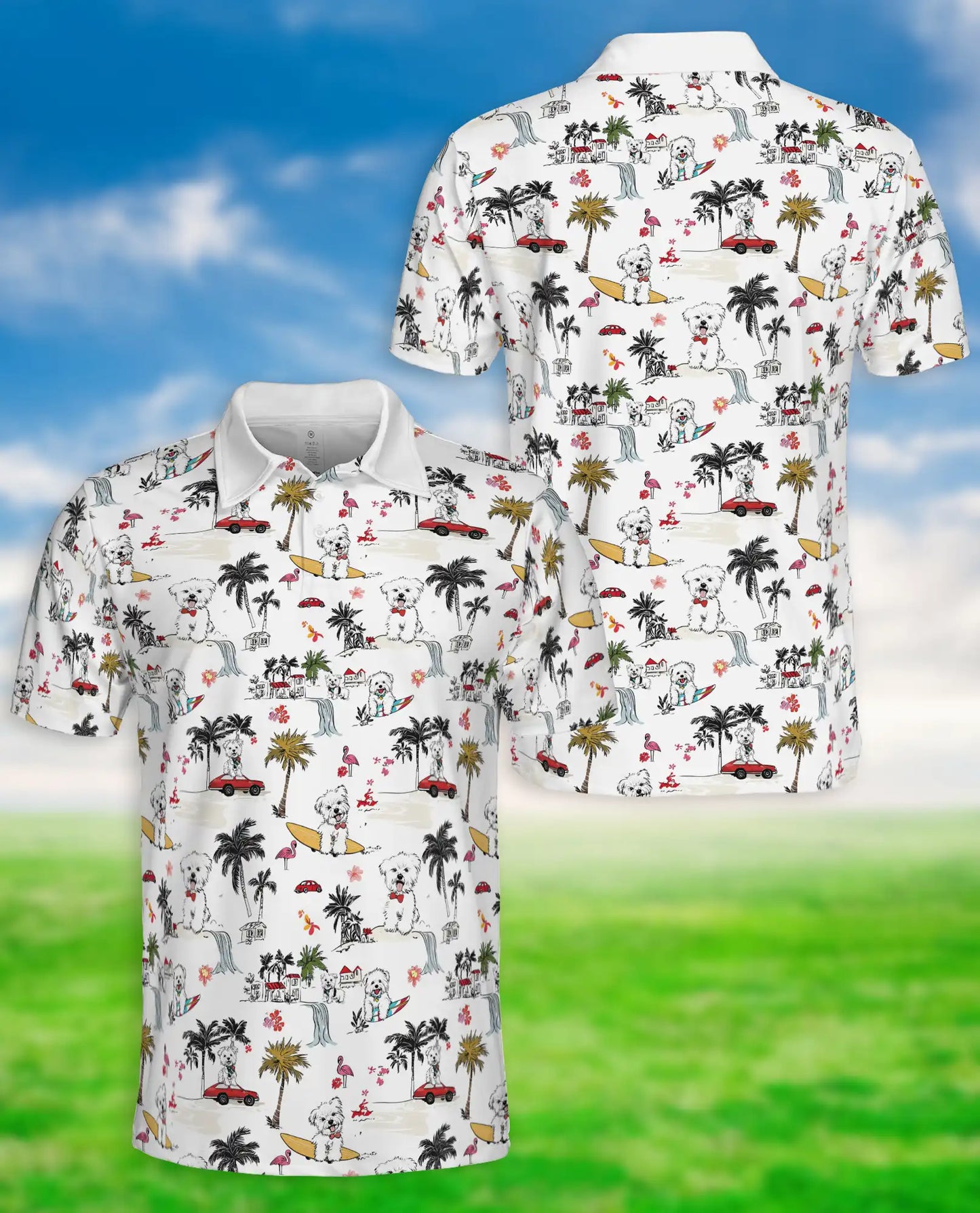 Westie Tropical Beach Polo Shirt | Azhobbyshop