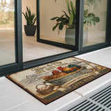 Personalized Rooster & Hen Couple Doormat – Custom Names Farm Mat