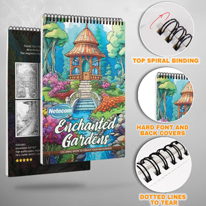 Enchanted Gardens Spiral Bound Coloring Book, Magical Garden Scenes for a Whimsical Coloring Escape, Perfect for Nature Lovers and Dreamers