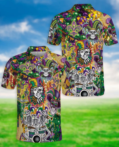 Skulls Mardi Gras Jester Mask Polo Shirt | Azhobbyshop