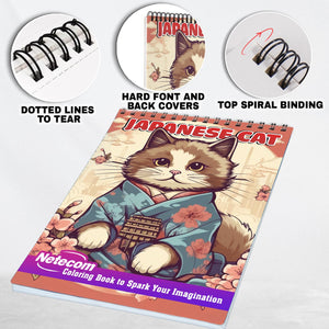 Japanese Cats Spiral Bound Coloring Book, Unleash Your Creativity with 30 Coloring Pages, Portraying Japanese Cats in Serene and Heartwarming Settings