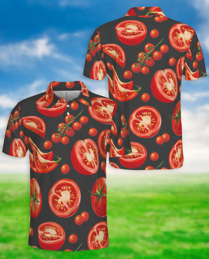 Tomato Polo Shirt -Funny Food Print Fresh Veggie Shirt | Azhobbyshop