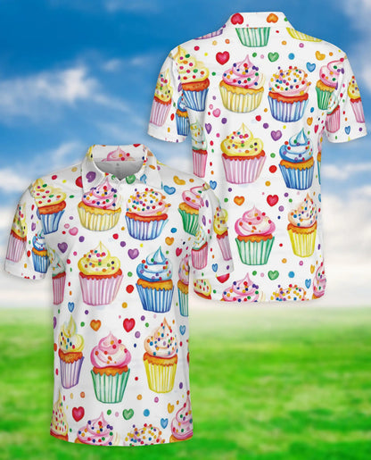 Cupcake Polo Shirt -Colorful Dessert Print Cute Sweet Treat Shirt | Azhobbyshop