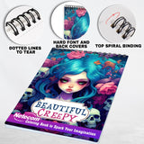 Beautiful Creepy Spiral Bound Coloring Book, Immerse Yourself in 30 Bewitching Coloring Pages, Combining Beauty and Chills for Adult Colorists