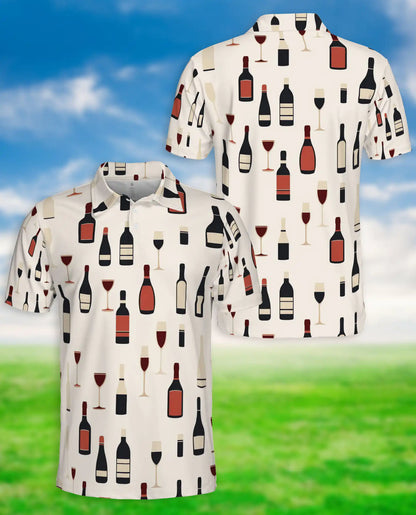 Wine Bottle Pattern Polo Shirt | Azhobbyshop