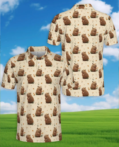 Cute Capybara 3D Polo Shirt for Men – Funny Animal Lover Gift | Azhobbyshop