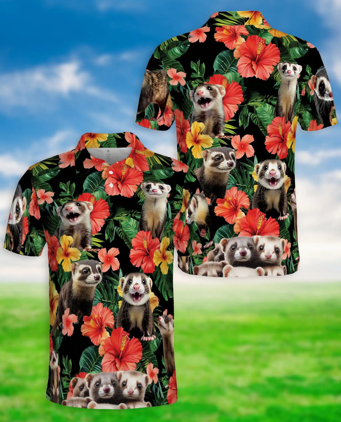 Ferrets Tropical Floral Polo Shirt | Azhobbyshop