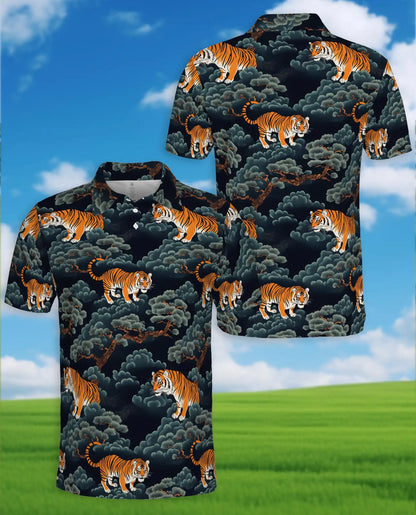 Tiger Hawaiian Polo Shirt – Japanese Style Tiger Forest Pattern Shirt | Azhobbyshop