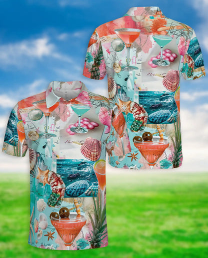 Cocktail Summer 3D Polo Shirt for Men – Tropical Beach Party Style | Azhobbyshop