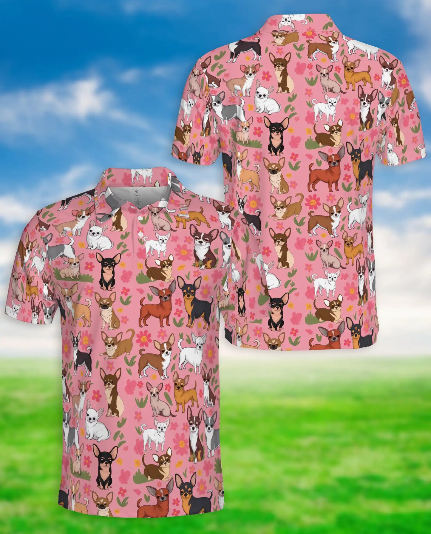 Flowers Chihuahua Pattern Polo Shirt | Azhobbyshop