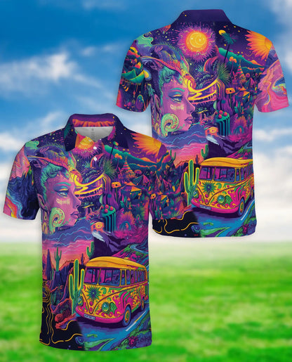 Camping Hippie Psychedelic Van Polo Shirt | Azhobbyshop