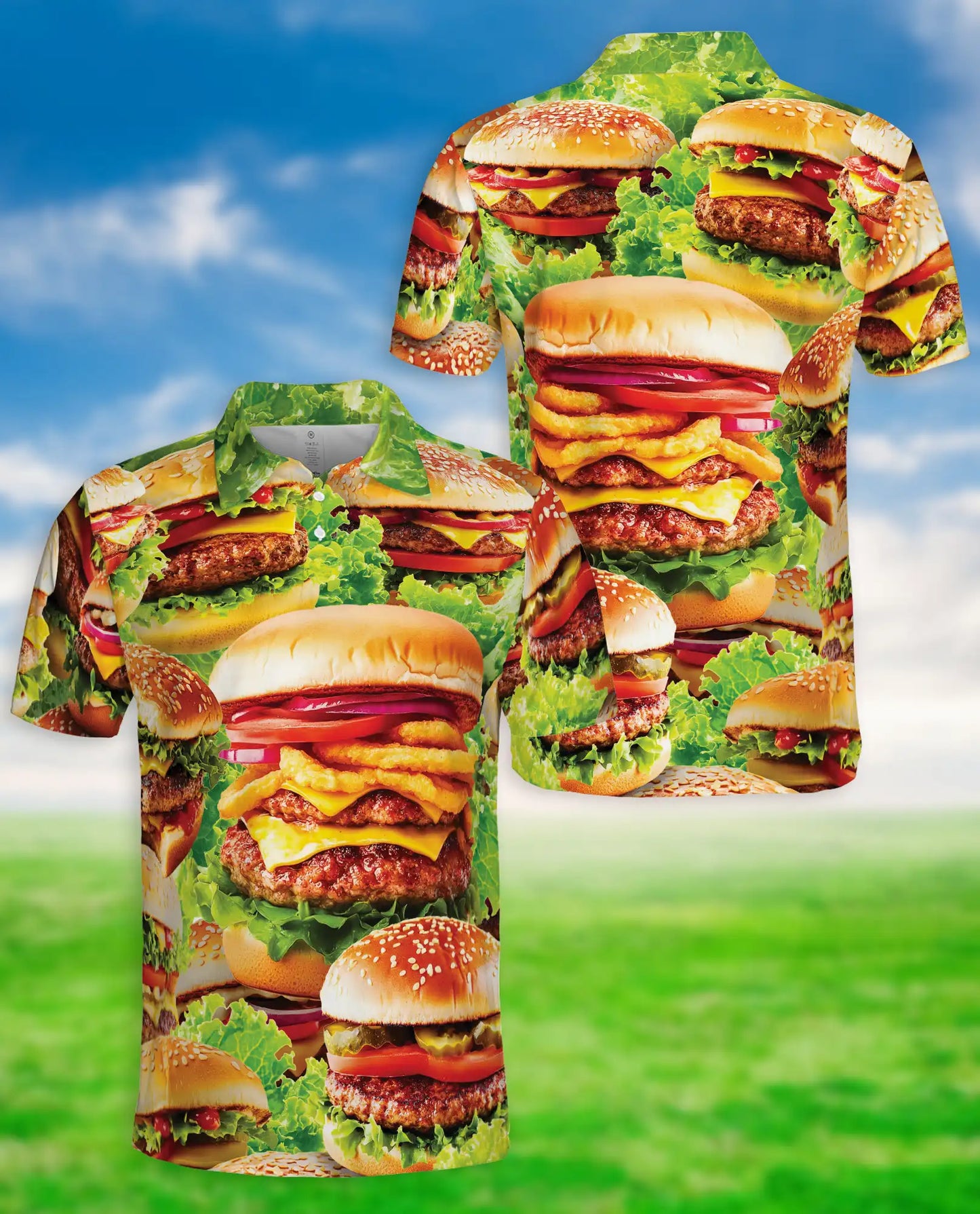Burger 3D Polo Shirt for Men – Funny Fast Food Style | Azhobbyshop