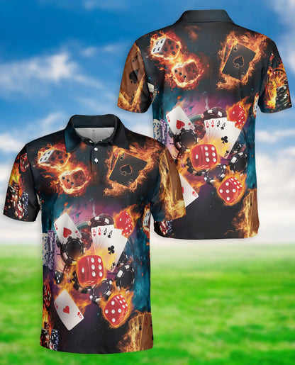 Casino Poker 3D Polo Shirt for Men – Dice Card Gambling Party Style | Azhobbyshop