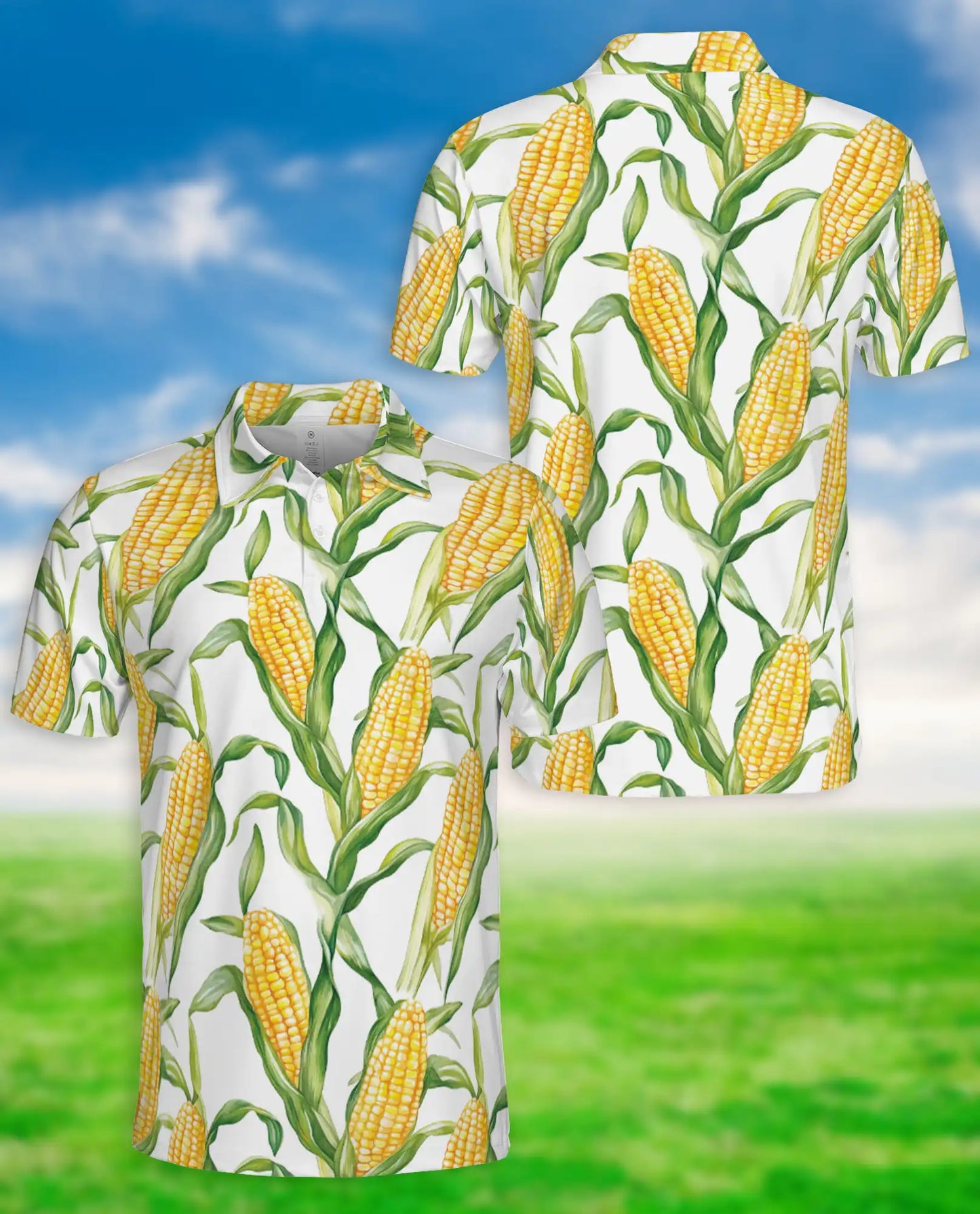 Corn Print Polo Shirt – Fresh Farm Sweet Corn Pattern | Azhobbyshop