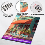 Coffee Shop Spiral Bound Coloring Book, Unleash Your Creativity with 30 Charming Coffee Shop Coloring