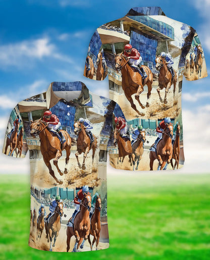Horse Racing Aloha Polo Shirt | Azhobbyshop