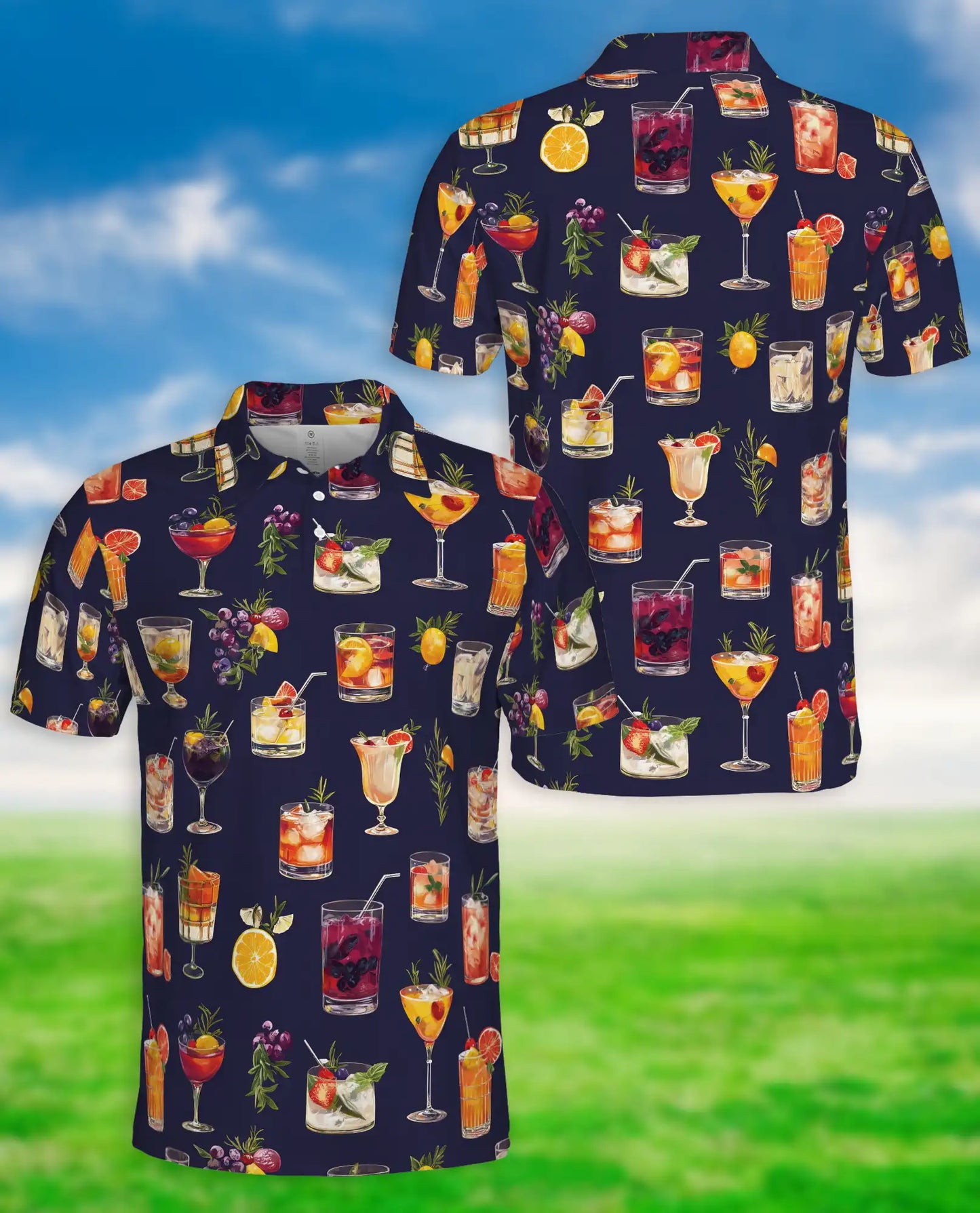 Summer Cocktails 3D Polo Shirt for Men – Tropical Drink Party Print | Azhobbyshop