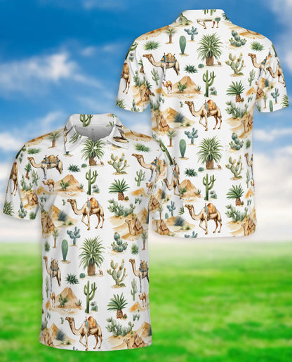 Camel Desert 3D Polo Shirt for Men – Cactus Western Summer Style | Azhobbyshop