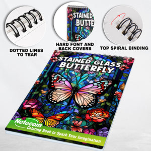 Stained Glass Butterfly Spiral Bound Coloring Book: Immerse Yourself in the Artistic World of Stained Glass with 30 Captivating Coloring Pages