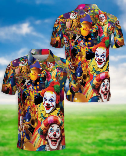 Clown Carnival 3D Polo Shirt for Men – Colorful Circus & Party Print | Azhobbyshop