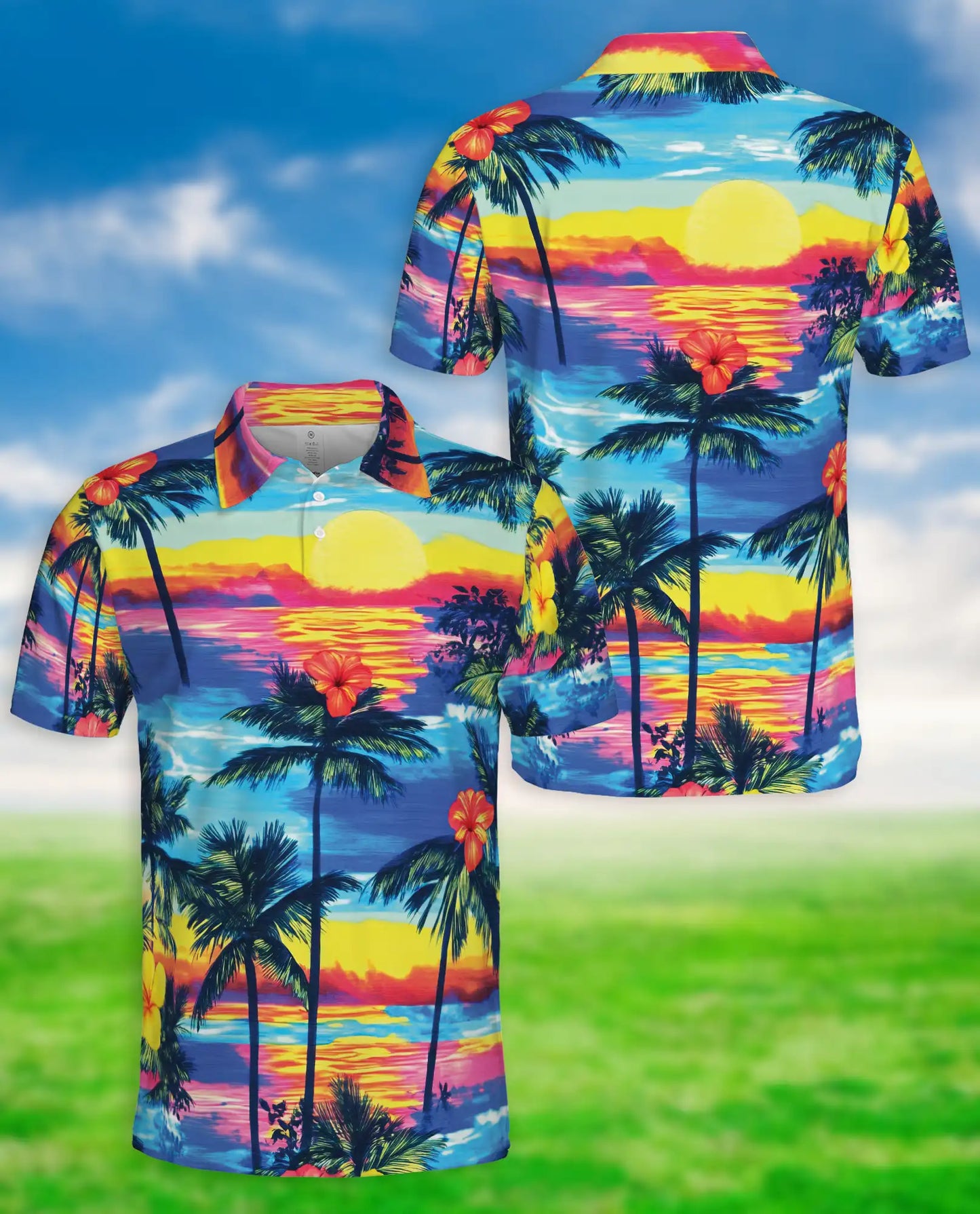 Diamond Head Hawaiian Polo Shirt – Tropical Sunset Hawaii Beach Shirt | Azhobbyshop