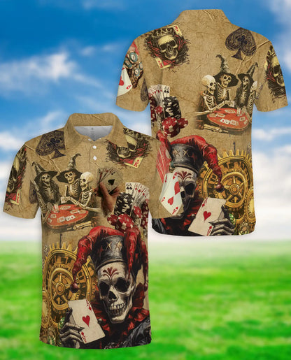 Skull Poker Polo Shirt- Gambling Casino Vintage Style | Azhobbyshop
