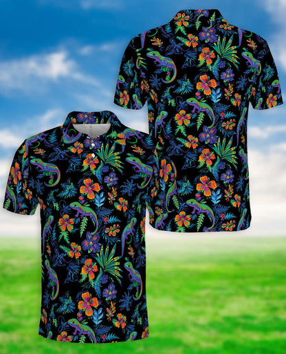 Colorful Gecko Pattern 3D Polo Shirt for Men – Tropical Style | Azhobbyshop