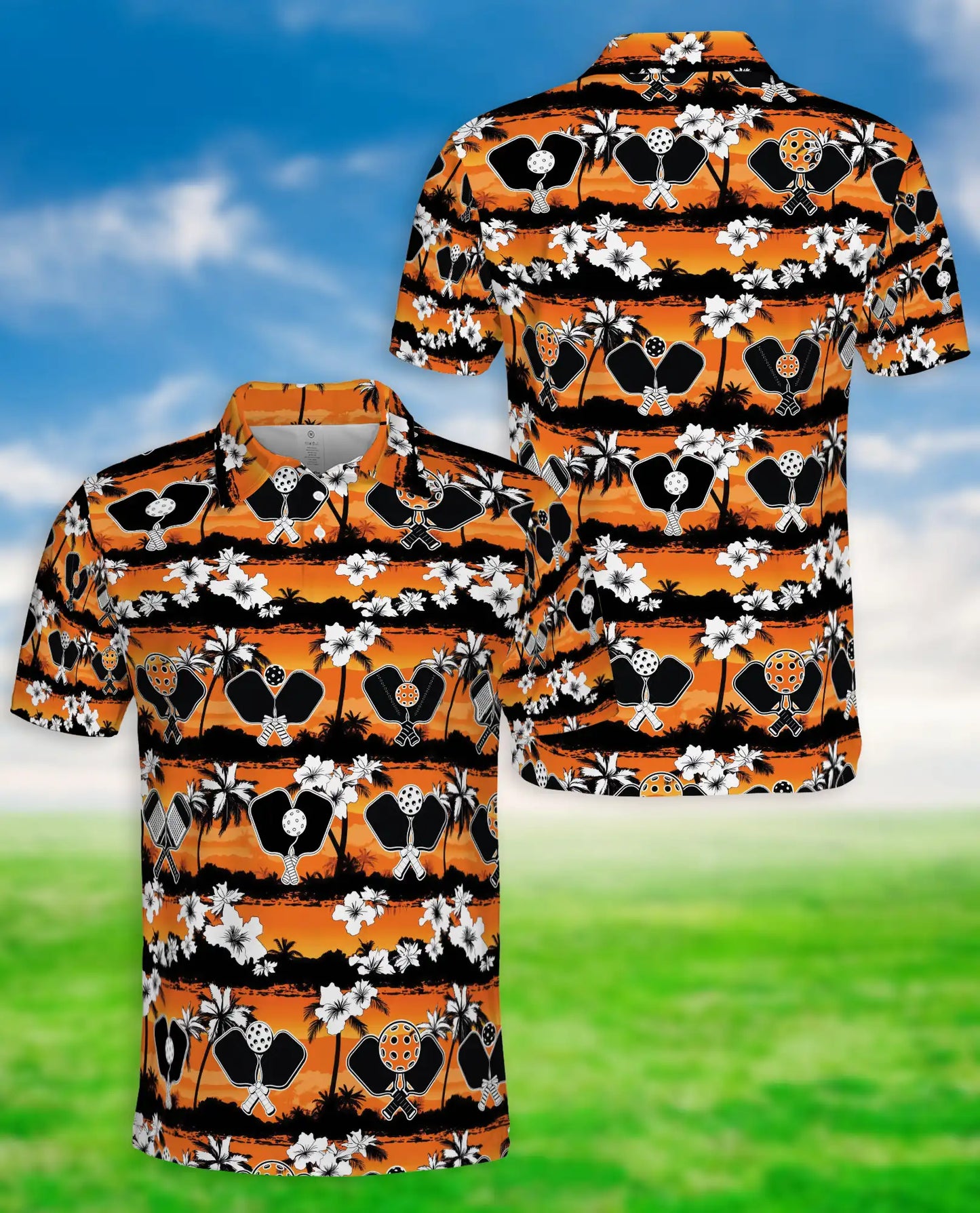 Pickleball Tropical 3D Polo Shirt – Rhombus Pattern Island Style | Azhobbyshop
