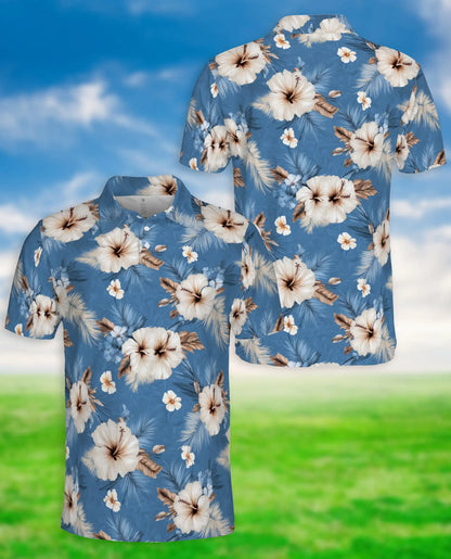 Hibiscus Flowers Polo Shirt -Hawaiian Tropical Floral Style | Azhobbyshop