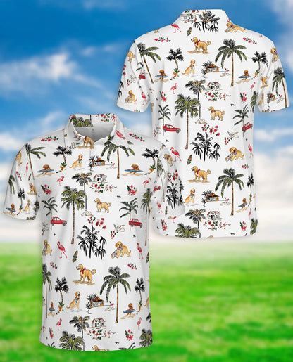 Golden Retriever Polo Shirt – Tropical Dog Beach Vibes | Azhobbyshop