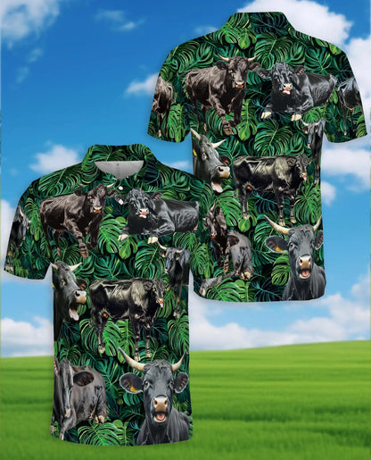 Funny Cow 3D Polo Shirt for Men – Farm Animal Tropical Style | Azhobbyshop