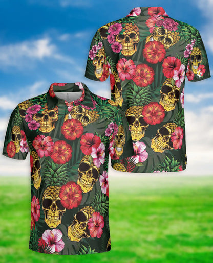 Skull Pineapple 3D Polo Shirt for Men – Tropical Hawaiian Bold Style | Azhobbyshop