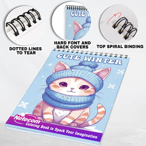 Cute Winter Spiral Bound Coloring Book, Explore 30 Intriguing Coloring Pages, Depicting Cute Winter Scenes with Adorable Animal Companions