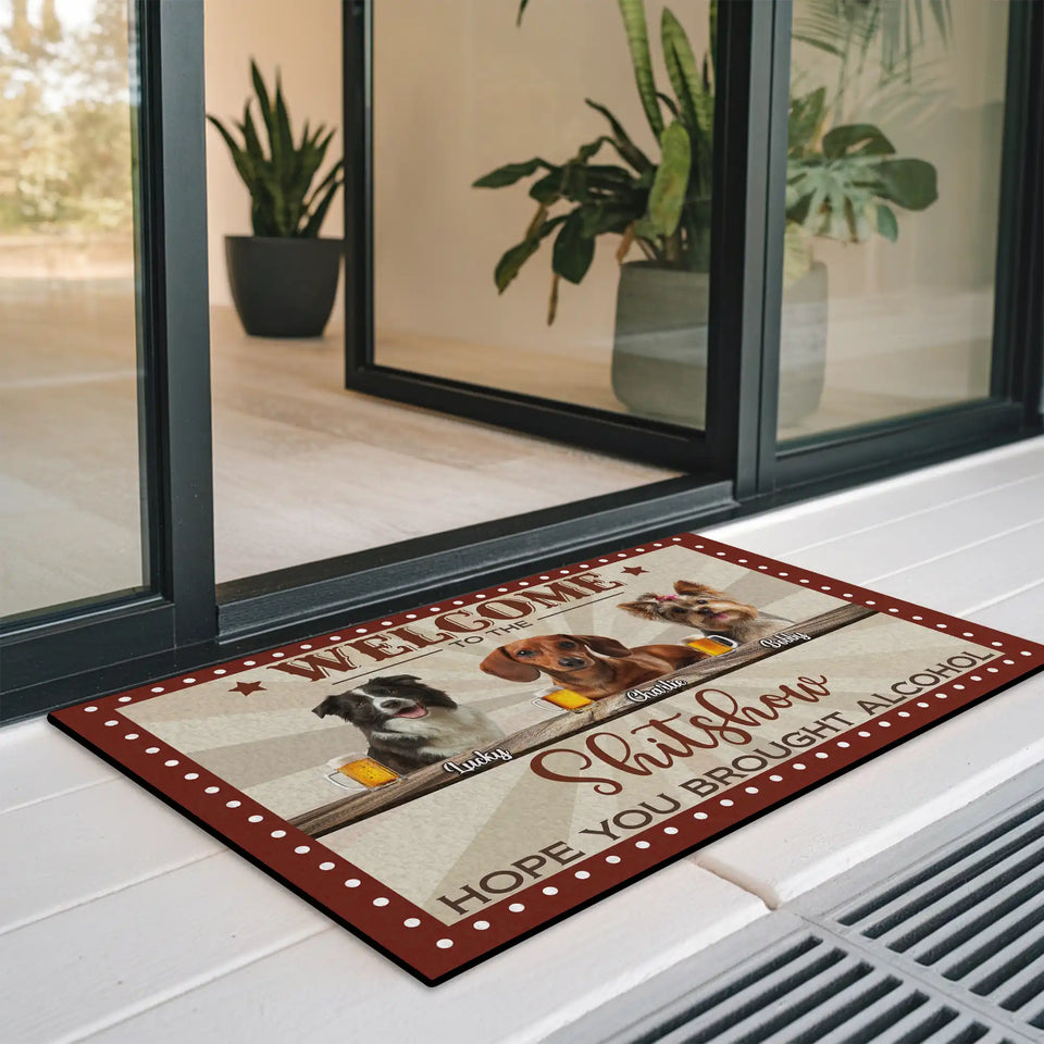 Personalized Dog Bar Doormat – Custom Pet Names Funny Welcome Mat