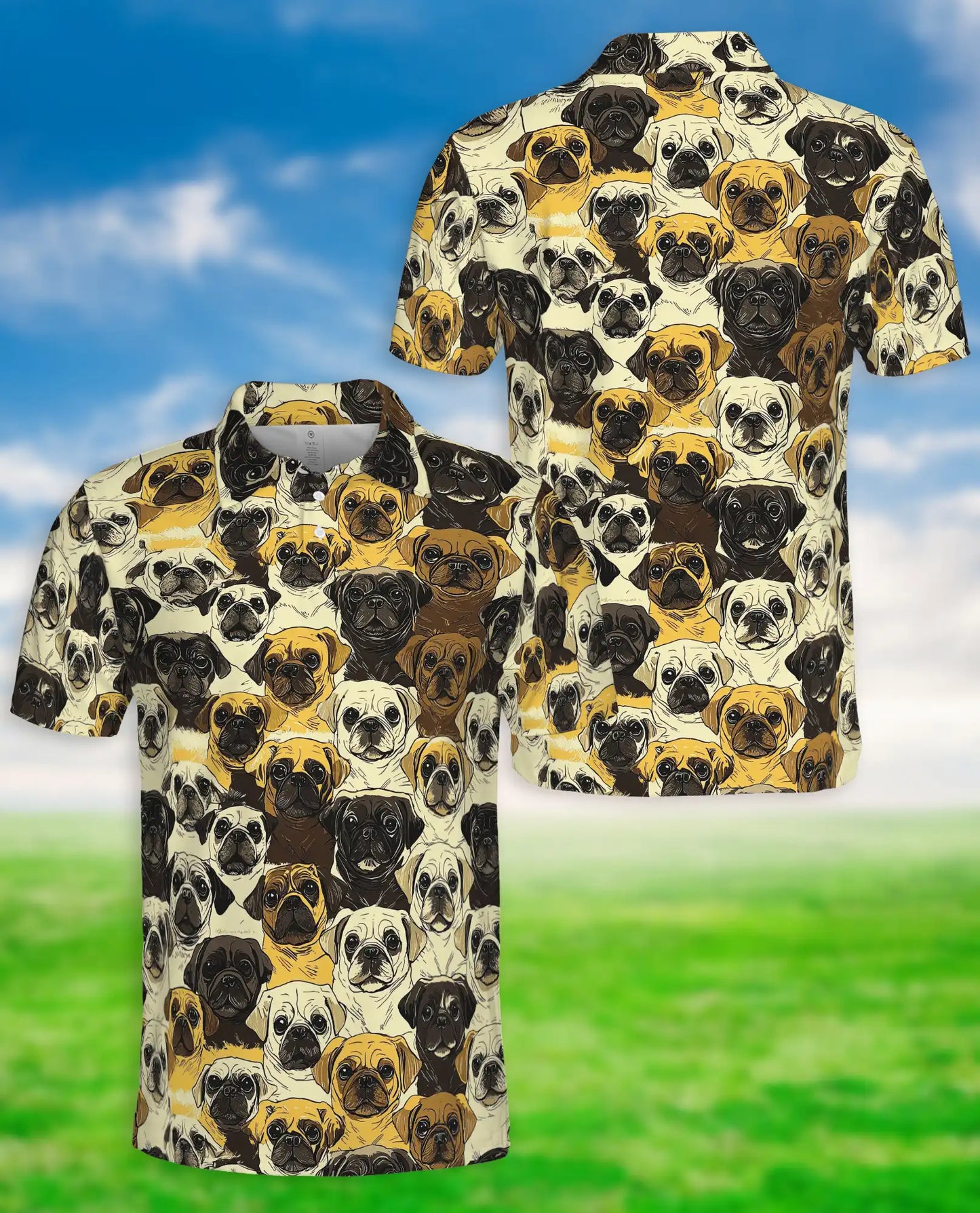 Pug Dog Pattern Polo Shirt for Pug Lovers | Azhobbyshop