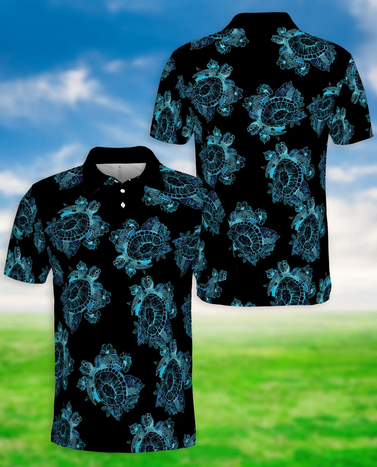 Sea Turtle Polo Shirt -Ocean Lover Tropical Beach Style | Azhobbyshop
