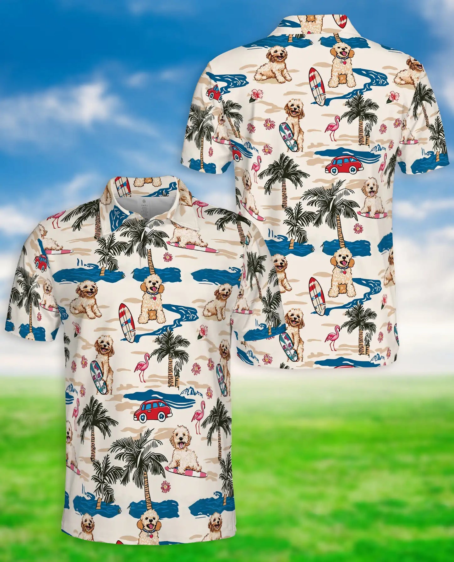 Goldendoodle Beach Polo Shirt – Summer Dog Hawaiian Style | Azhobbyshop