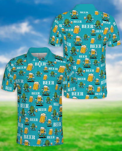 Funny Beer 3D Polo Shirt for Men – Skateboard Hop Party Design | Azhobbyshop