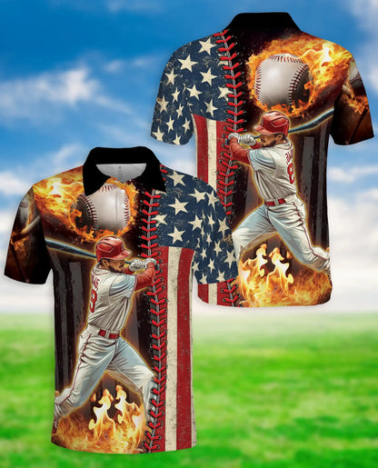 American Baseball Polo Shirt- Patriotic USA Flag Design | Azhobbyshop