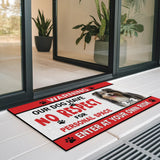 Personalized Dog Warning Doormat – Custom Pet Photo & Name Mat