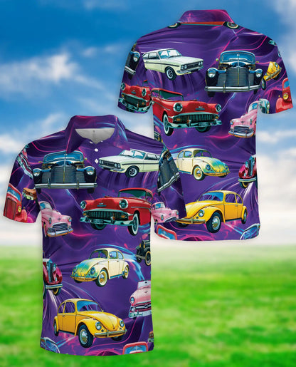 Vintage Cars 3D Polo Shirt for Men – Retro Classic Auto Style | Azhobbyshop