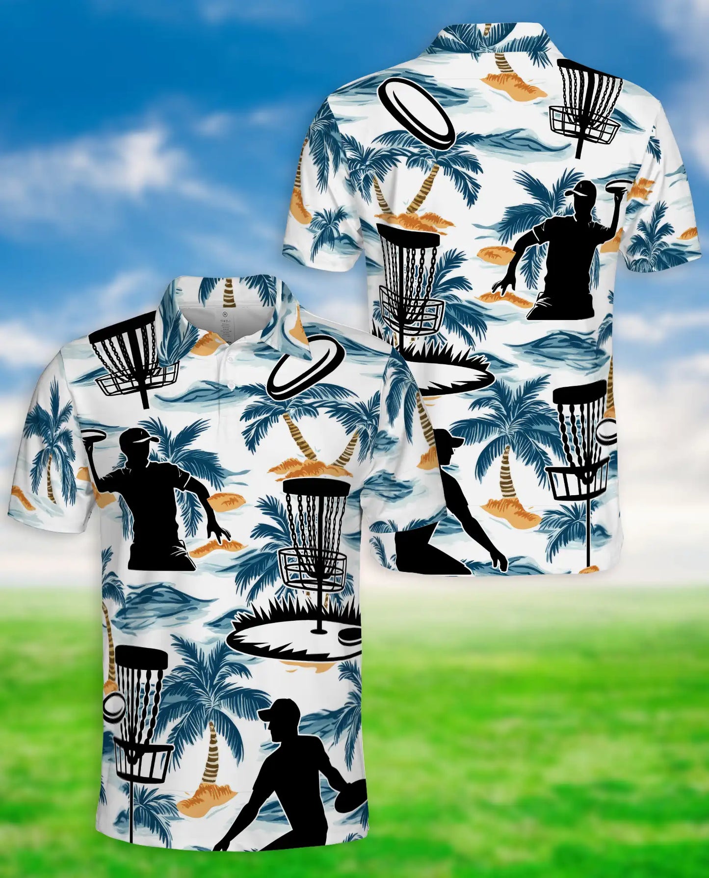 Disc Golf Tropical 3D Polo Shirt – Beach Palm Tree Sport Style | Azhobbyshop